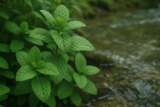 Native Australian River Mint leaf, offering a subtle, sweet mint flavor distinct from common peppermint.
